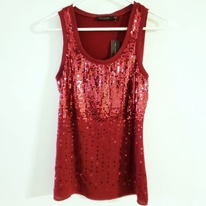 NEW The Limited bright red sequined blouse XS